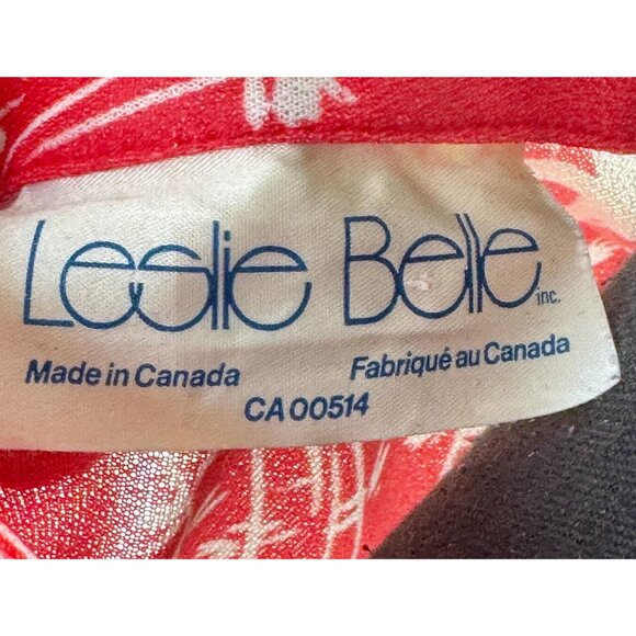 Vintage 80s dress, red, white floral leaves pattern, pleated skirt - Picture 9 of 10